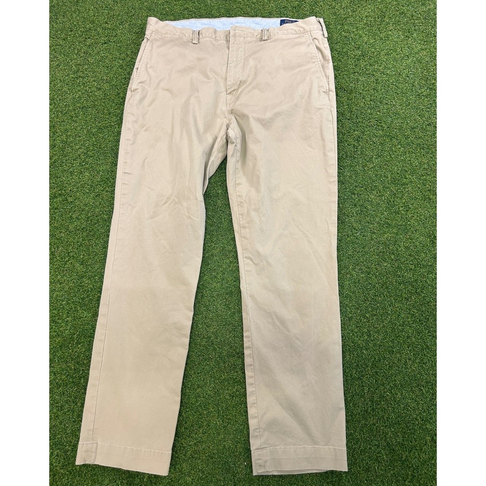 Polo Ralph Lauren Mens 36x32 Stretch Straight Fit Chino Pants Tan Khaki Cotton